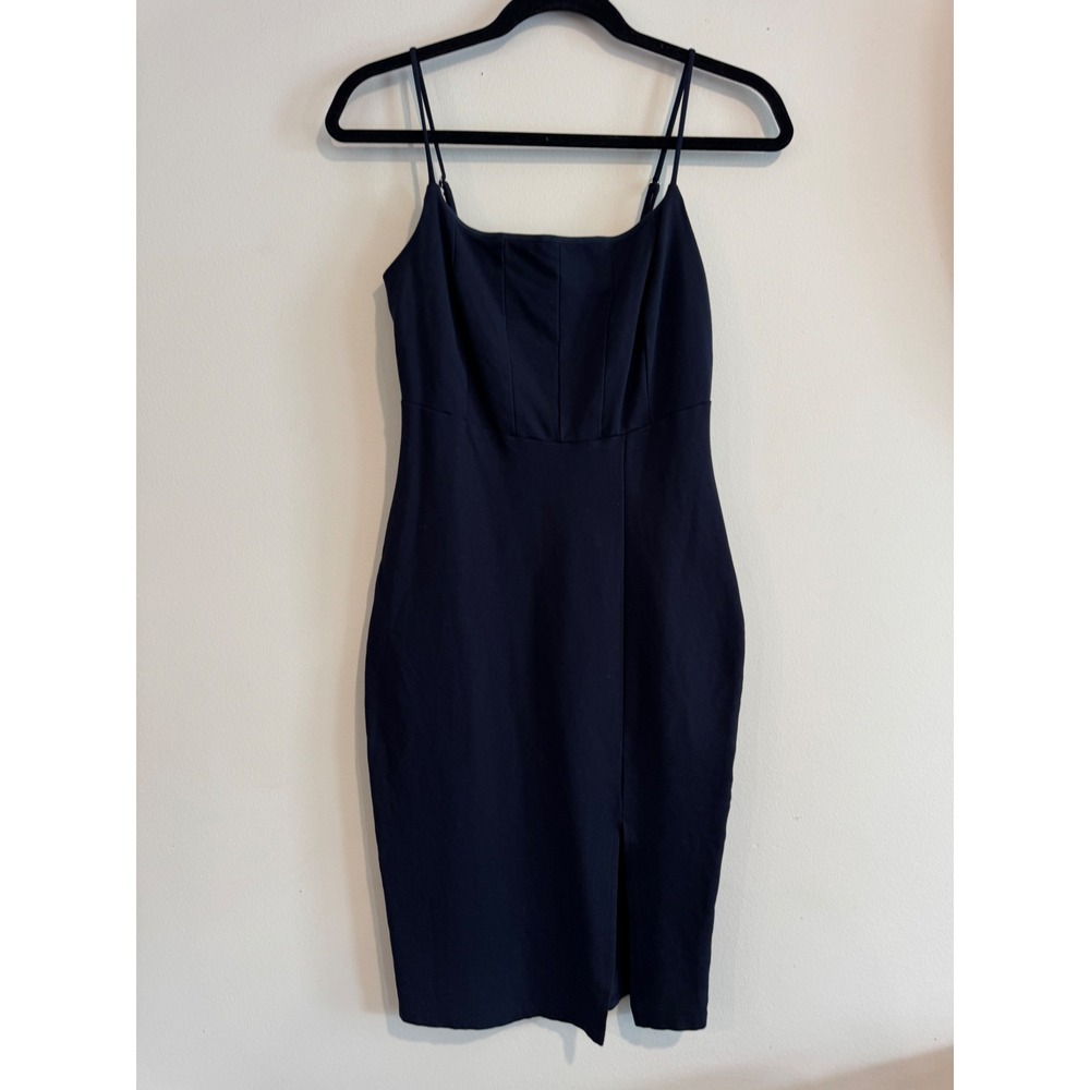 Fairy Navy Blue Midi Dress Women‎ Size Medium Slit Adjustable Straps